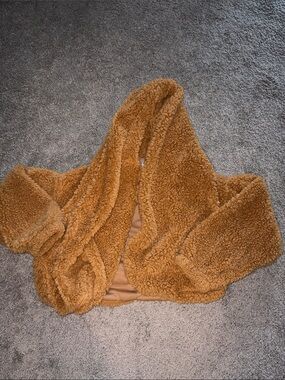 Pitaya Teddy Sherpa Hooded Jacket in Camel Brown